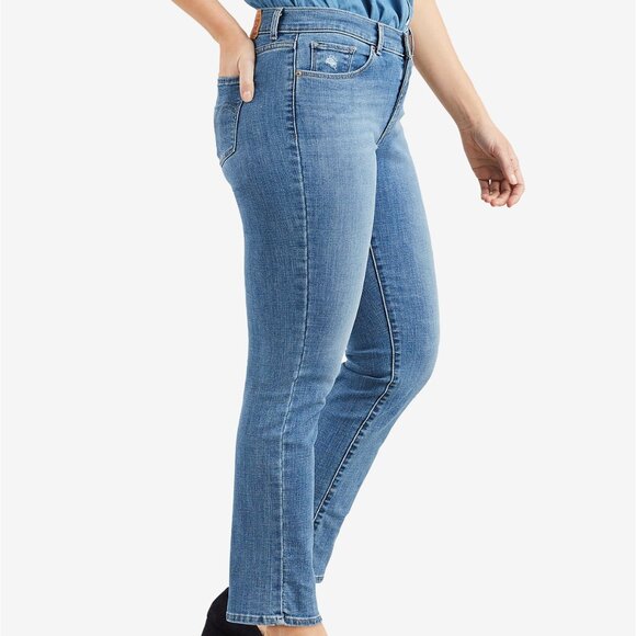 Levi’s Classic Straight Leg Jeans Slightly Distressed Mid Rise Blue Worn Once 16 - Picture 9 of 10